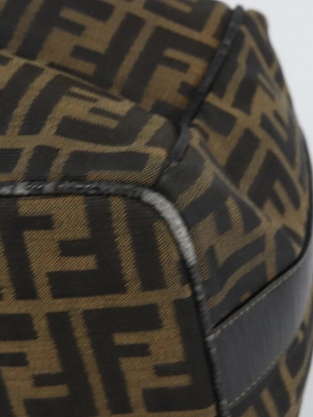 FENDI Zucca Canvas Vanity Bag Black Brown Auth 158112 - Picture 3 of 16